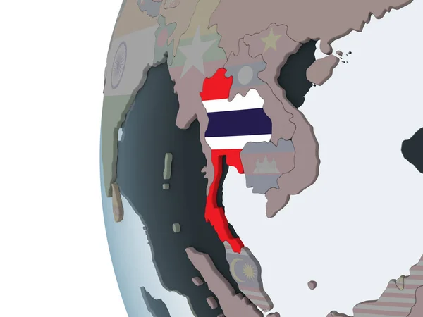 Таиланд Политическом Глобусе Встроенным Флагом Иллюстрация — стоковое фото