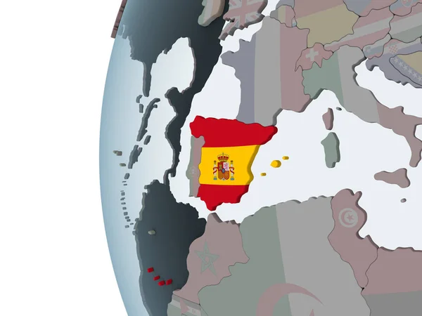 Spanyolország Politikai Globe Beágyazott Zászló Illusztráció — Stock Fotó