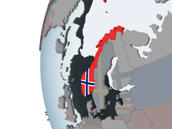 Norvegia Sul Globo Politico Con Bandiera Incorporata Illustrazione — Foto Stock