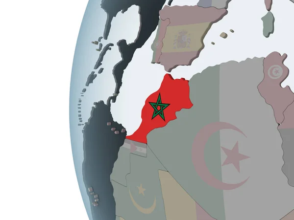 Марокко Політичні Глобусом Допомогою Вбудованих Прапор Ілюстрація — стокове фото