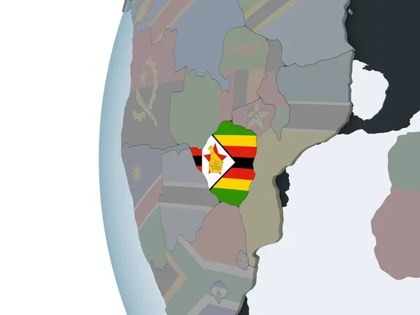 Зімбабве Політичні Глобусом Допомогою Вбудованих Прапор Ілюстрація — стокове фото