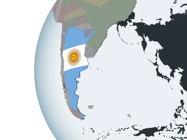 Аргентина Политическом Глобусе Встроенным Флагом Иллюстрация — стоковое фото
