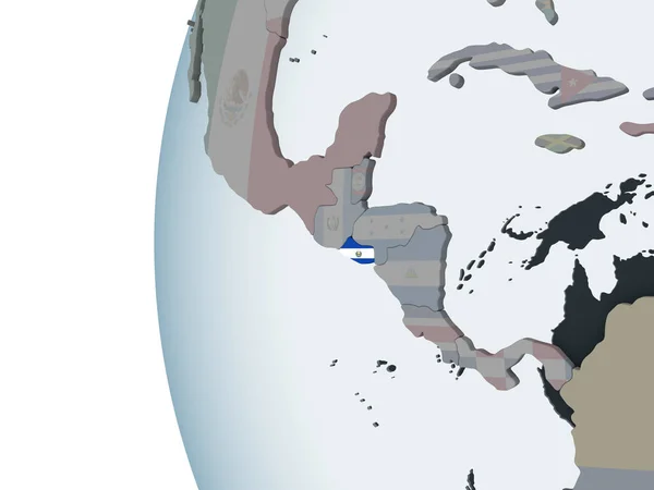 Сальвадор Политическом Глобусе Встроенным Флагом Иллюстрация — стоковое фото