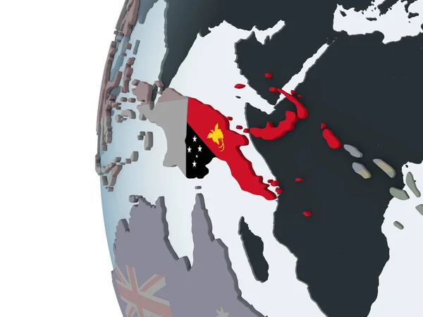 Papua Nová Guinea Politické Globe Vloženými Vlajky Obrázek — Stock fotografie