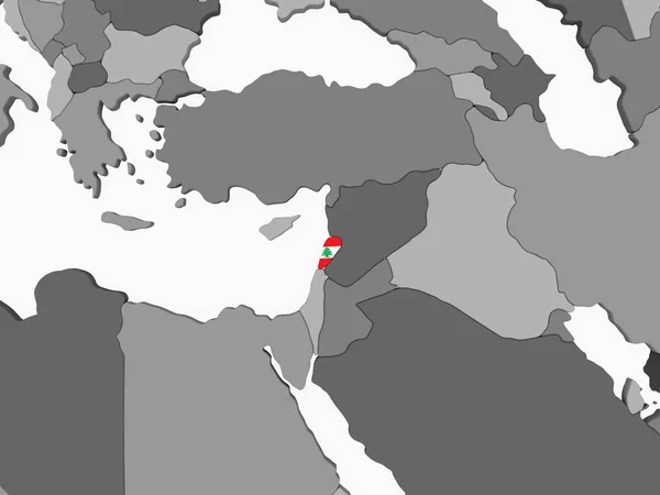Ливан Сером Политическом Глобусе Встроенным Флагом Иллюстрация — стоковое фото