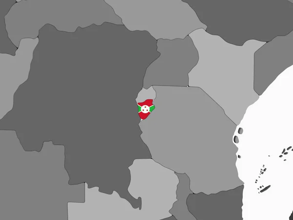 Burundi Grijze Politieke Wereldbol Met Ingesloten Vlag Illustratie — Stockfoto