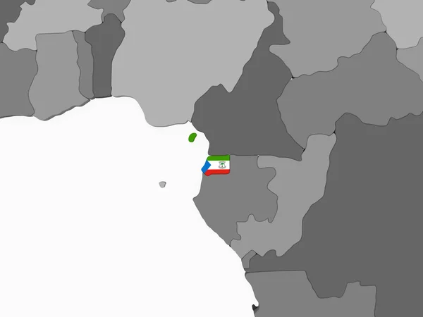 Equatorial Guinea Gray Political Globe Embedded Flag Illustration — Stock Photo, Image