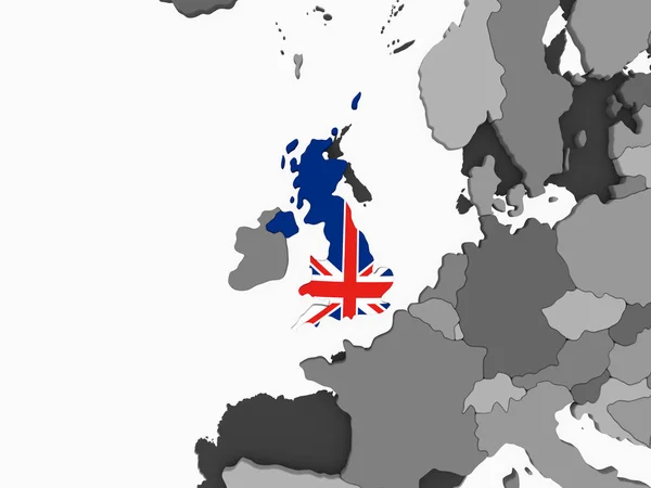 Великобритания Сером Политическом Глобусе Встроенным Флагом Иллюстрация — стоковое фото
