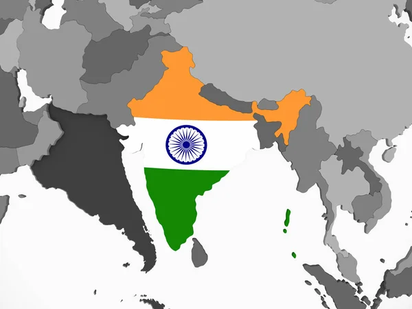 Ινδία Γκρι Πολιτικό Πλανήτη Ενσωματωμένο Σημαία Απεικόνιση — Φωτογραφία Αρχείου