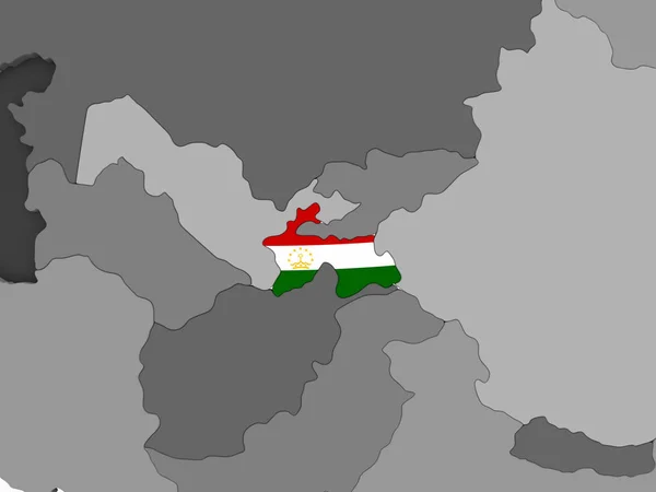 Tajikistan Gray Political Globe Embedded Flag Illustration — Stock Photo, Image