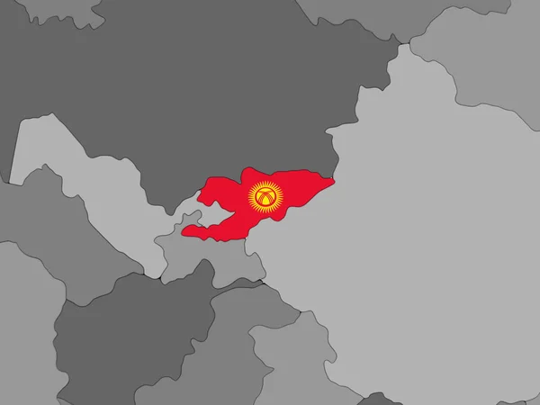 Киргизстан Сірий Політичних Глобусом Допомогою Вбудованих Прапор Ілюстрація — стокове фото