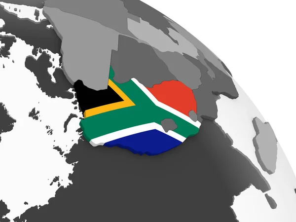 Νότια Αφρική Γκρι Πολιτικό Πλανήτη Ενσωματωμένο Σημαία Απεικόνιση — Φωτογραφία Αρχείου