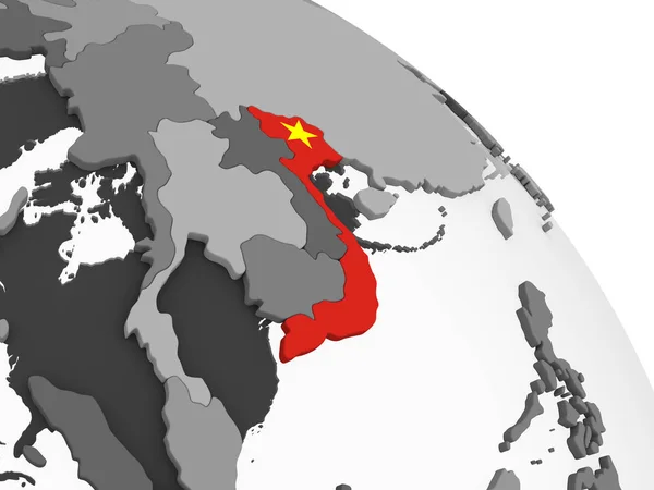 Vietnam Grå Politiska Jordglob Med Inbäddade Flagga Illustration — Stockfoto