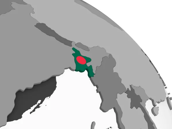 Banglades Szürke Politikai Globe Beágyazott Zászló Illusztráció — Stock Fotó