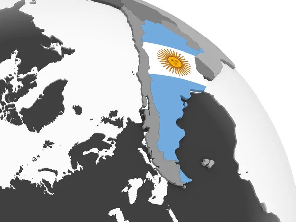 Argentina Globo Político Gris Con Bandera Incrustada Ilustración —  Fotos de Stock