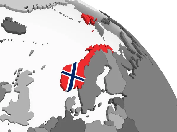 Norway Gray Political Globe Embedded Flag Illustration — Stock Photo, Image