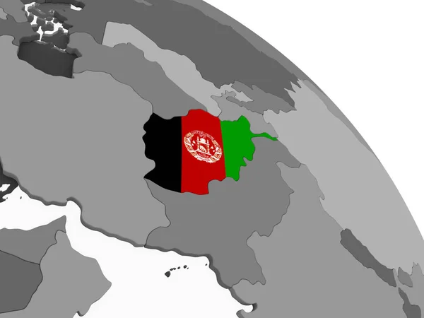 Afganistán Globo Político Gris Con Bandera Incrustada Ilustración — Foto de Stock