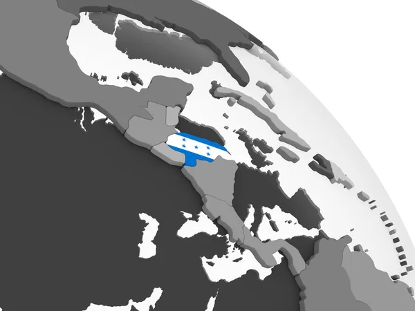 Гондурас Сером Политическом Глобусе Встроенным Флагом Иллюстрация — стоковое фото