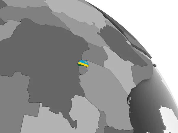Ruanda Mundo Político Cinzento Com Bandeira Embutida Ilustração — Fotografia de Stock
