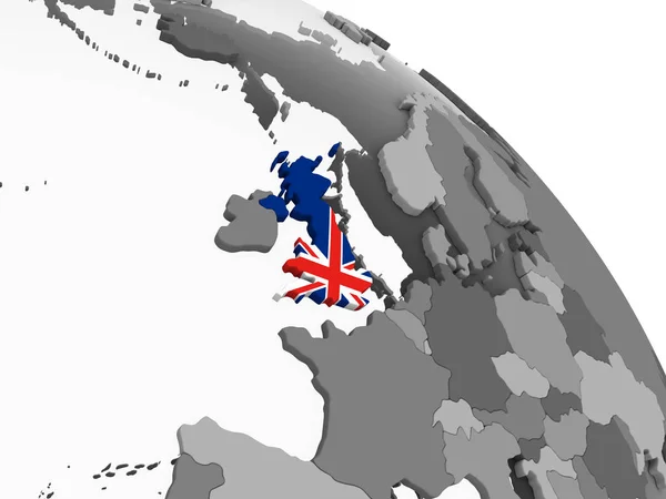 Velká Británie Šedé Politické Globe Vloženými Vlajky Obrázek — Stock fotografie
