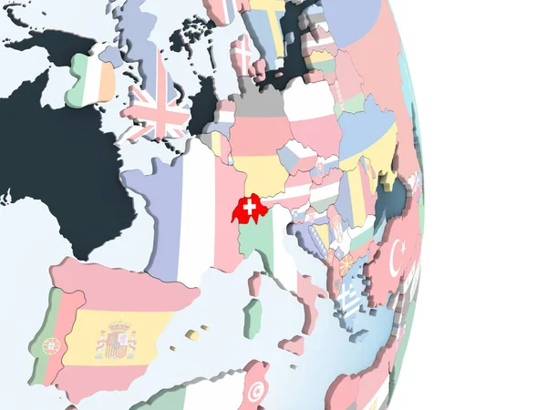 Switzerland Bright Political Globe Embedded Flag Illustration — Stock Photo, Image