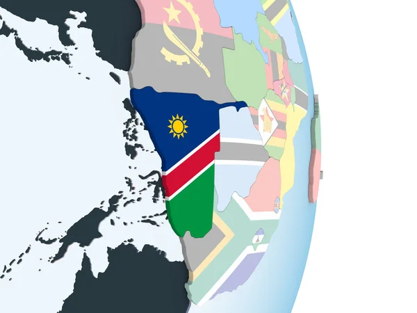 Namíbia Globo Político Brilhante Com Bandeira Embutida Ilustração — Fotografia de Stock
