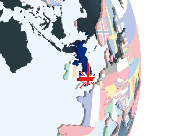 United Kingdom Bright Political Globe Embedded Flag Illustration — Stock Photo, Image