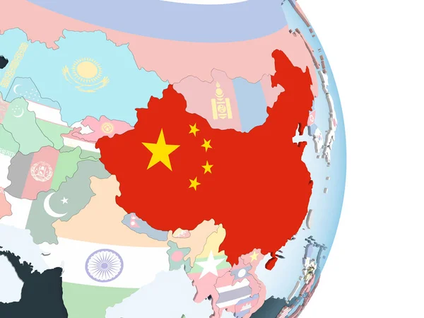 China Brillante Globo Político Con Bandera Incrustada Ilustración —  Fotos de Stock