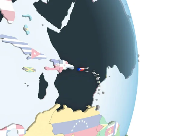 Portoryko Jasne Globus Polityczny Flagą Osadzonych Ilustracja — Zdjęcie stockowe