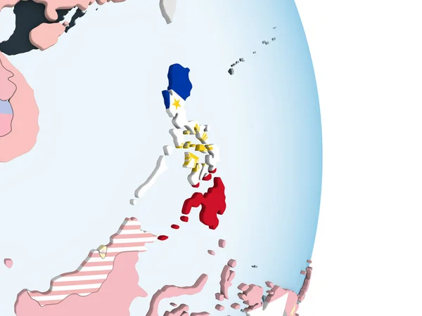 Filipinas Brilhante Globo Político Com Bandeira Embutida Ilustração — Fotografia de Stock