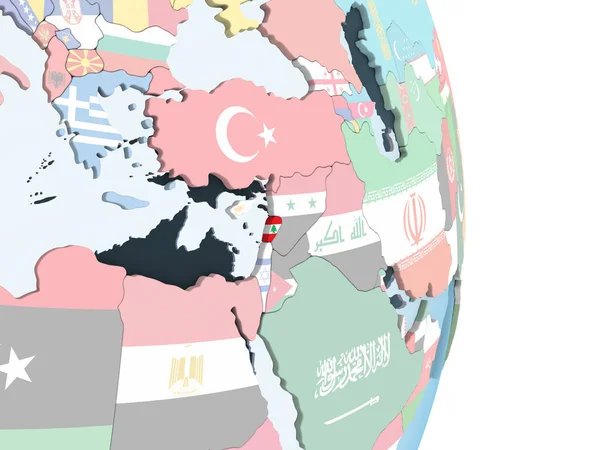 Lebanon Bright Political Globe Embedded Flag Illustration — Stock Photo, Image