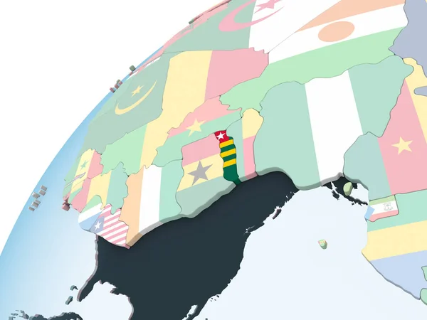 Togo Світлі Політичної Глобусом Допомогою Вбудованих Прапор Ілюстрація — стокове фото