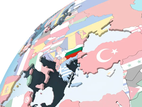 Bulharsko Jasné Politické Globe Vloženými Vlajky Obrázek — Stock fotografie