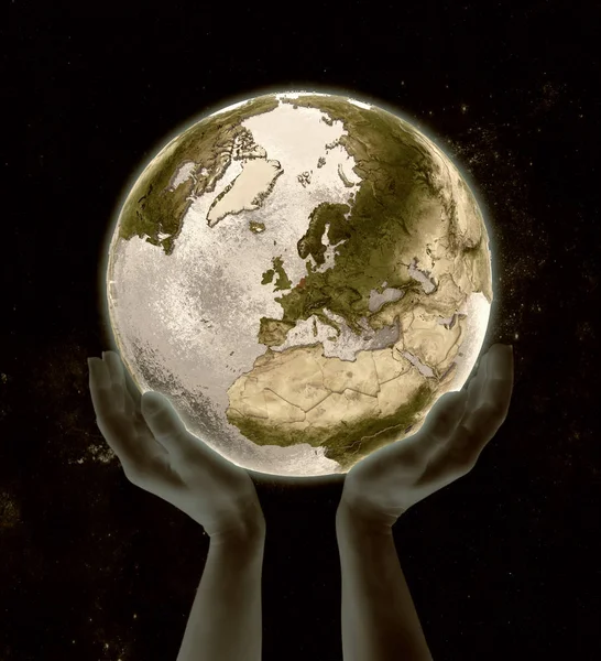Нидерланды Планете Руках Космосе Иллюстрация — стоковое фото