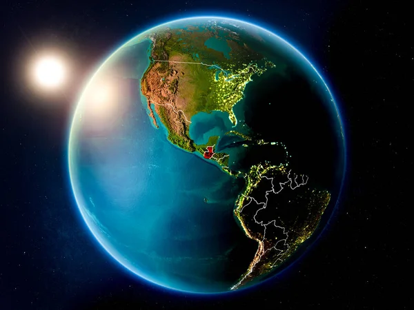 Захід Сонця Над Гватемала Виділено Червоним Кольором Планеті Земля Видимими — стокове фото