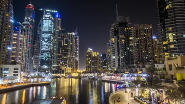 Dubai Por Noche Timelapse Mostrando Riqueza Esplendor Rica Ciudad — Vídeos de Stock