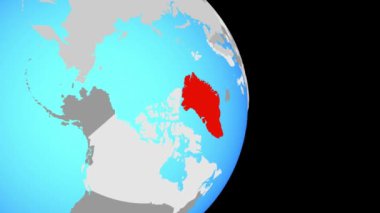 Kapanışta Grönland üzerinde basit siyasi dünya üzerinde. 3D çizim.