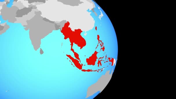 Κλείσιμο Στο Asean Κράτη Απλή Πολιτική Σφαίρα Απεικόνιση — Αρχείο Βίντεο