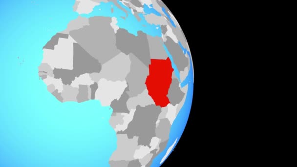 Avviciniamo Sudan Semplice Globo Politico Illustrazione — Video Stock