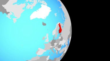 Finlandiya üzerinde son olarak basit siyasi dünya üzerinde. 3D çizim.