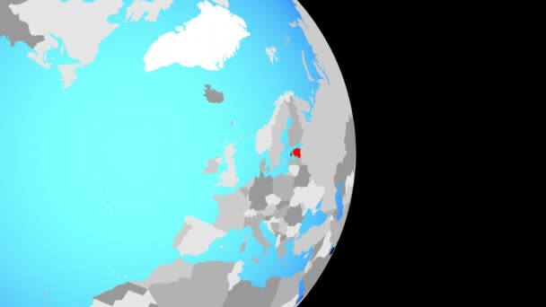 Zamknięcie Estonii Proste Globus Polityczny Ilustracja — Wideo stockowe
