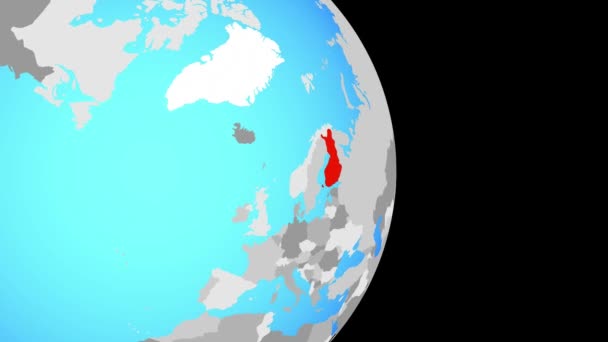 Rapproche Finlande Sur Simple Globe Politique Illustration — Video