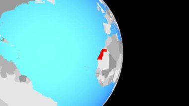 Batı Sahara üzerinde son olarak basit siyasi dünya üzerinde. 3D çizim.