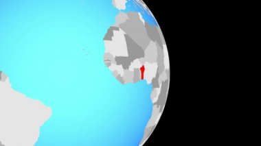 Benin üzerinde son olarak basit siyasi dünya üzerinde. 3D çizim.