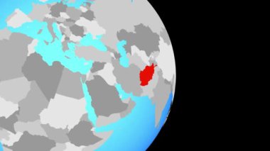 Basit siyasi dünya üzerinde kapanış Afganistan'a. 3D çizim.