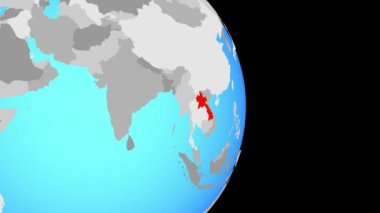 Laos üzerinde son olarak basit siyasi dünya üzerinde. 3D çizim.