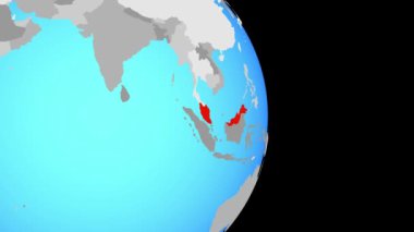 Kapanışta Malezya üzerinde basit siyasi dünya üzerinde. 3D çizim.