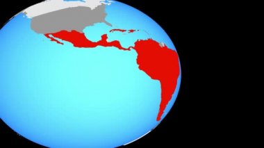 Basit siyasi dünya üzerinde Latin Amerika üzerinde son olarak. 3D çizim.