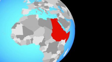 Basit siyasi dünya üzerinde kapanış kuzeydoğu Afrika. 3D çizim.