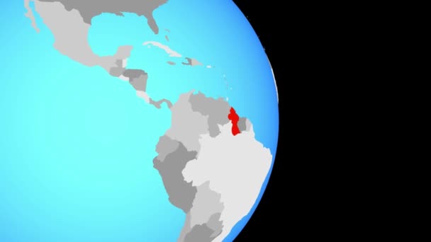 Sluiten Guyana Eenvoudige Politieke Wereldbol Illustratie — Stockvideo